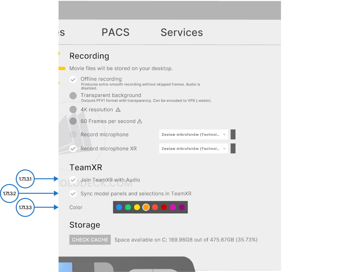 TeamXR settings