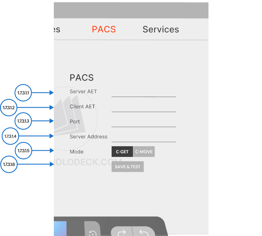 PACS configuration fields