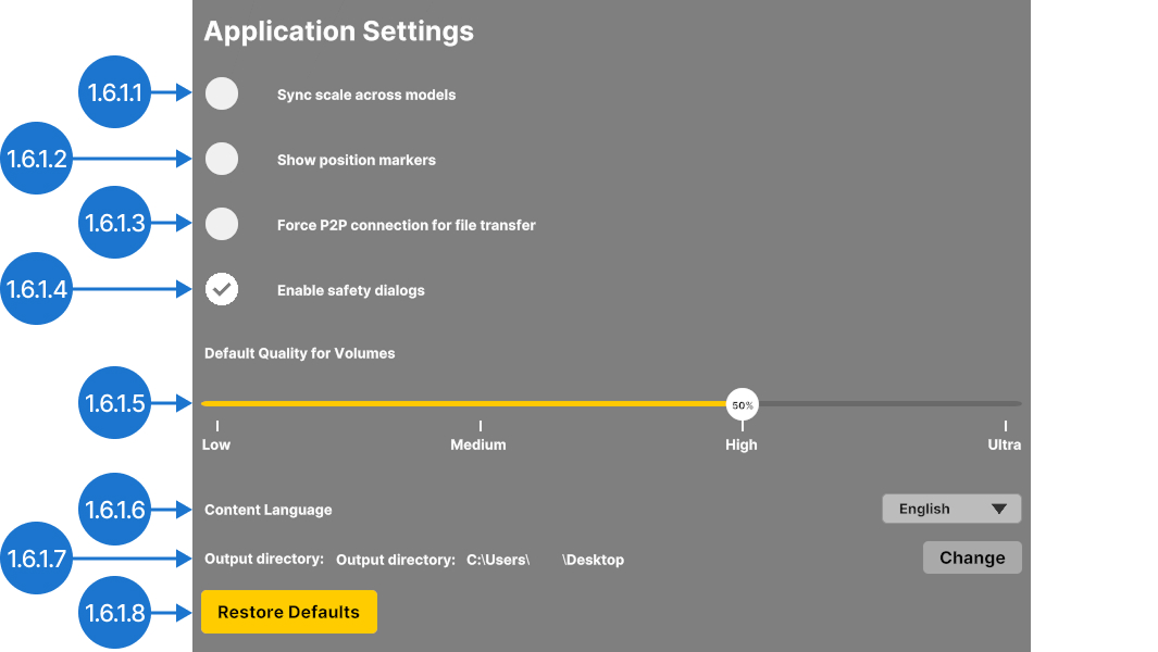 Application settings